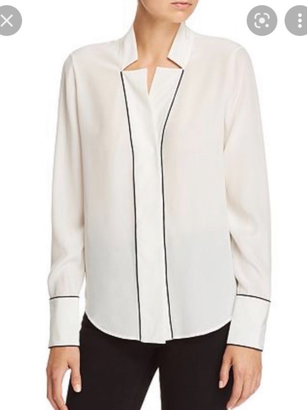 Frame Cream Off White  100% Silk Blouse Shirt M